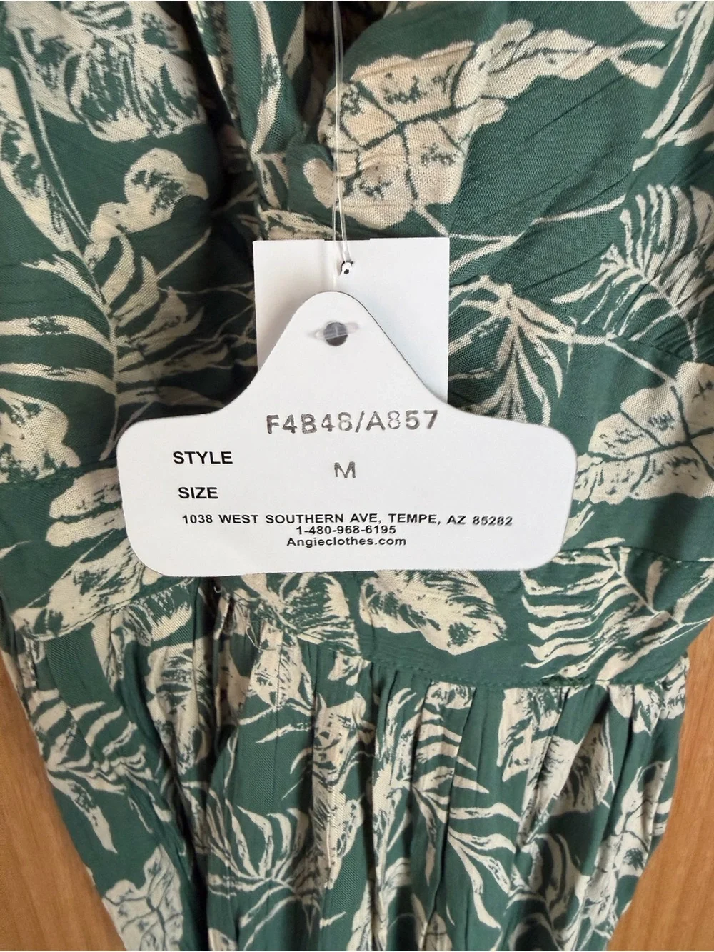 Angie Green Dress with White Botanical Print - Picture 2 of 5